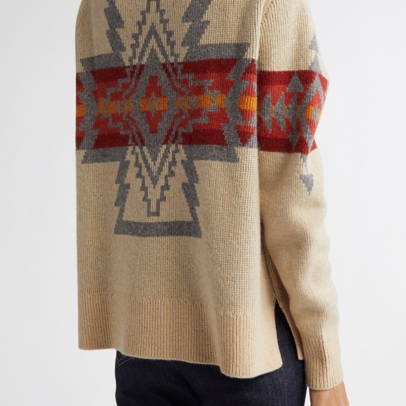 Pendleton Cream and Red Cardigan Sweater Oversized Wool Blend - Picture 3 of 13